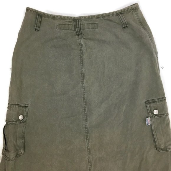 Revolt Skirt Size 11/12 Green Distressed Midi - Picture 4 of 5